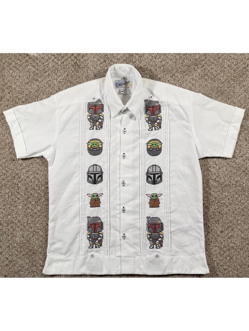 Guayaberas Cubana Star Wars Boys Shirt 100% Linen Size 14 Merida Mexico